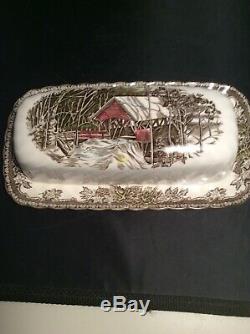 NEAR MINT Johnson Brother's Friendly Village ENGLAND Vintage Butter Dish