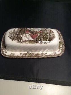 NEAR MINT Johnson Brother's Friendly Village ENGLAND Vintage Butter Dish