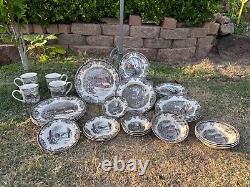 + NEW 28 Piece Johnson Brothers Friendly Village Dinner Set Plates Bowls Mugs +