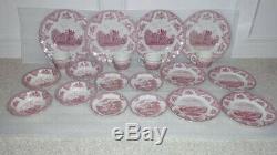 NEW Johnson Brothers Old Britain Castles Pink Plate Dinner Dish SET 20 PIECES