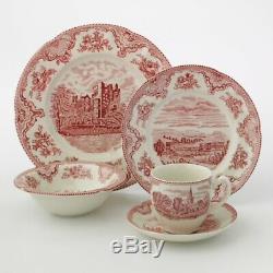 NEW Johnson Brothers Old Britain Castles Pink Plate Dinner Dish SET 20 PIECES