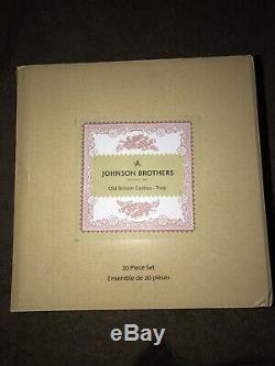NEW Johnson Brothers Old Britain Castles Pink Plate Dinner Dish SET 20 PIECES
