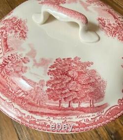 NEW Retired JOHNSON BROTHERS BROS OLD BRITAIN CASTLES PINK Covered Serving Bowl