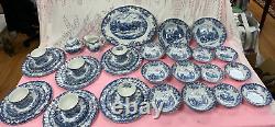 NEW-Vintage-Set of 47PCS. Johnson Brothers Coaching Scenes Dinnerware Set. Engla