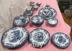 NEW-Vintage-Set of 47PCS. Johnson Brothers Coaching Scenes Dinnerware Set. Engla