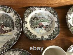 NIB Vintage Johnson Bros. The Friendly Village China Set 28 Pc Service for 4