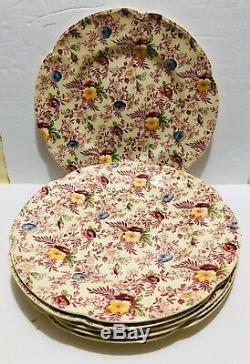 Old English Chintz Pattern Johnson Brother Set of 6 Dinner Plate 10 in Across