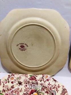 Old English Chintz Pattern Johnson Brother Set of 6 Square Salad Plate excellent