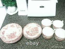 Original Johnson Brothers Dinnerware 12pc Set Red & Ivory Perfect Condition