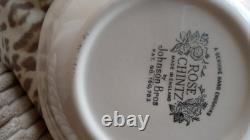 PINK ROSE 20 Piece Lot Setting For 4 Vintage Johnson Brothers Chintz Pink