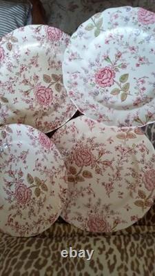 PINK ROSE 20 Piece Lot Setting For 4 Vintage Johnson Brothers Chintz Pink