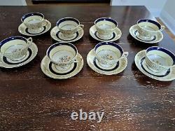 Pareek JB1011 Johnson Bros. Teacups And Saucers. Colbalt Blue Ring, Bouquet