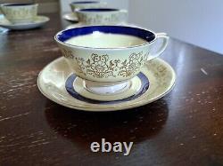 Pareek JB1011 Johnson Bros. Teacups And Saucers. Colbalt Blue Ring, Bouquet