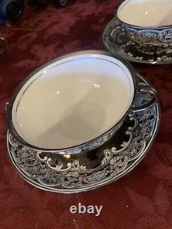 Pareek Johnson Bros. Mirror Lustre Rare Soup Bowls & Drip Saucers Free Shipping