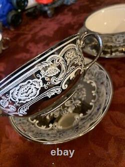 Pareek Johnson Bros. Mirror Lustre Rare Soup Bowls & Drip Saucers Free Shipping