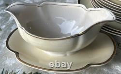 Pareek by Johnson Bros. England Black & Gold Band Gravy Dish, Bowls, Plates 24pc