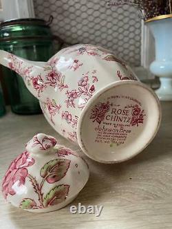 Pretty Vintage Johnson Bros Chintz ceramic Coffee Pot1950s home kitchen art
