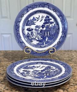Pristine Johnson Bros Willow Blue Set Of 4 Dinner Plates 10.75 England