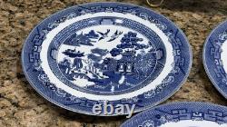 Pristine Johnson Bros Willow Blue Set Of 4 Dinner Plates 10.75 England Pristine Johnson Bros Willow Blue Set Of 4 Dinner Plates 10.75 England