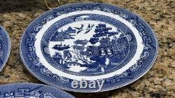 Pristine Johnson Bros Willow Blue Set Of 4 Dinner Plates 10.75 England