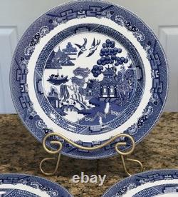 Pristine Johnson Bros Willow Blue Set Of 4 Dinner Plates 10.75 England