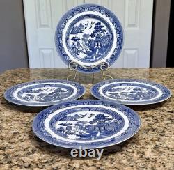 Pristine Johnson Bros Willow Blue Set Of 4 Dinner Plates 10.75 England