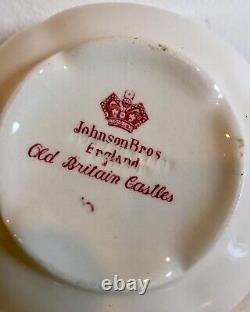 RARE 6 Johnson Bros Old Britain Castles CREAM SOUP BOWLS Pink Red