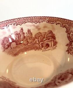 RARE 6 Johnson Bros Old Britain Castles CREAM SOUP BOWLS Pink Red