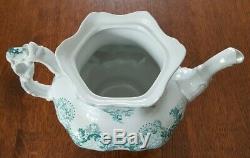 RARE Antique 1900s Johnson Bros Royal Semi-Porcelain Blue-Green CLOVERLY Tea Pot