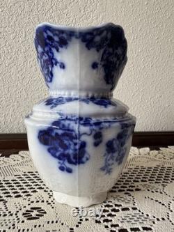 RARE Antique Johnson Bros POPPY Blue Flow Pitcher 7 Tall