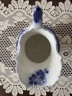 RARE Antique Johnson Bros POPPY Blue Flow Pitcher 7 Tall