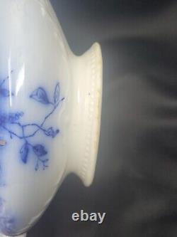 RARE Antique Johnson Bros ST LOUIS Flow Blue Pattern Gravy Boat With Gold Accent