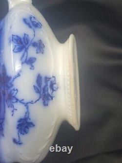 RARE Antique Johnson Bros ST LOUIS Flow Blue Pattern Gravy Boat With Gold Accent