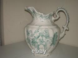 RARE Antique Johnson Brothers England MANHATTAN 11 Green Water Pitcher Jug