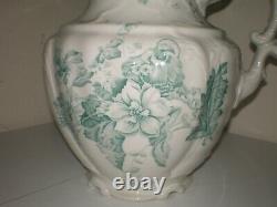 RARE Antique Johnson Brothers England MANHATTAN 11 Green Water Pitcher Jug