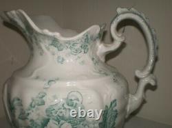 RARE Antique Johnson Brothers England MANHATTAN 11 Green Water Pitcher Jug