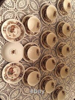 RARE! JOHNSON BROTHERS BARNYARD KING TURKEY SET OF 12 CUPS And 15 SAUCERS