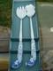Rare Johnson Bros. Willow Blue 1883 England Salad Server Set Porcelain/stainless