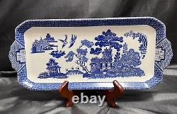 RARE Johnson Brothers Earthenware Willow Blue Large Sandwich Tray 14 MINT