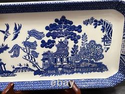 RARE Johnson Brothers Earthenware Willow Blue Large Sandwich Tray 14 MINT