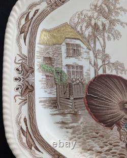 RARE Large Johnson Bros Barnyard King TURKEY England Oval Serving PLATTER NICE