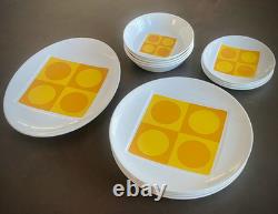 RARE MCM Johnson Bros Snowhite Sahara 13pc Ironstone (Set 4) Mod Op Art 1960s RARE MCM Johnson Bros Snowhite Sahara 13pc Ironstone (Set 4) Mod Op Art 1960s