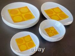 RARE MCM Johnson Bros Snowhite Sahara 13pc Ironstone (Set 4) Mod Op Art 1960s RARE MCM Johnson Bros Snowhite Sahara 13pc Ironstone (Set 4) Mod Op Art 1960s