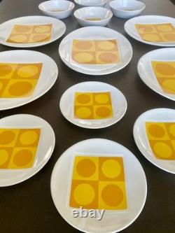 RARE MCM Johnson Bros Snowhite Sahara 13pc Ironstone (Set 4) Mod Op Art 1960s RARE MCM Johnson Bros Snowhite Sahara 13pc Ironstone (Set 4) Mod Op Art 1960s