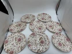 ROSE? CHINTZ JOHNSON BROS ENGLAND Set of 8 Dinner Plates