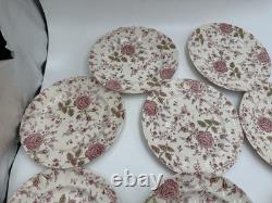 ROSE? CHINTZ JOHNSON BROS ENGLAND Set of 8 Dinner Plates