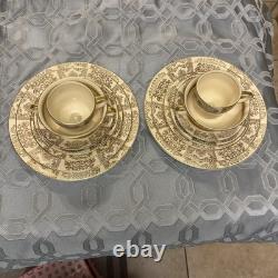Rare 1920s Vintage JOHNSON BROs Victorian Cream Gold Filigree Service For 2