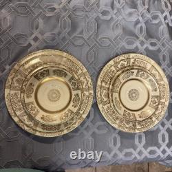 Rare 1920s Vintage JOHNSON BROs Victorian Cream Gold Filigree Service For 2