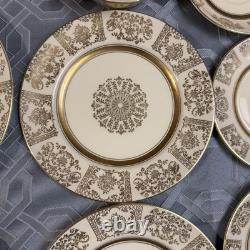 Rare 1920s Vintage JOHNSON BROs Victorian Cream Gold Filigree Service For 2