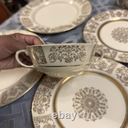 Rare 1920s Vintage JOHNSON BROs Victorian Cream Gold Filigree Service For 2